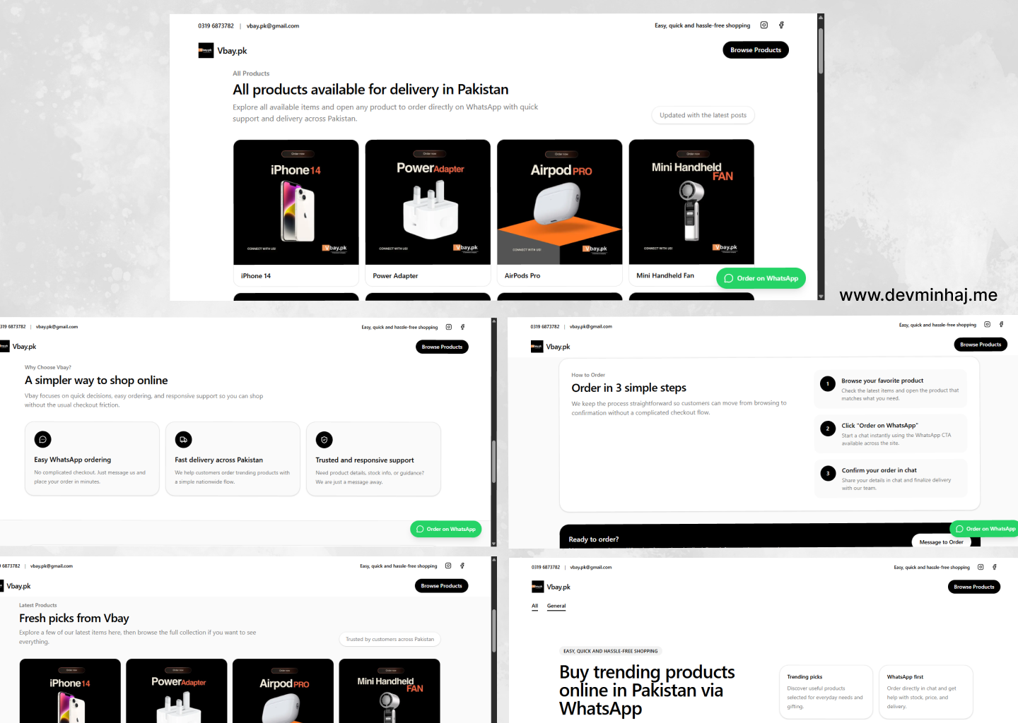VBay — Desktop product catalog, storefront sections, and ordering guide
